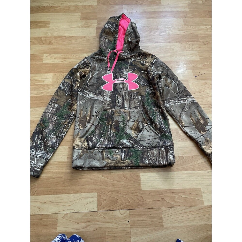 Under Armour Realtree Camo Hoodie Pink Big Logo Women’s XS  Hooded Sweatshirt